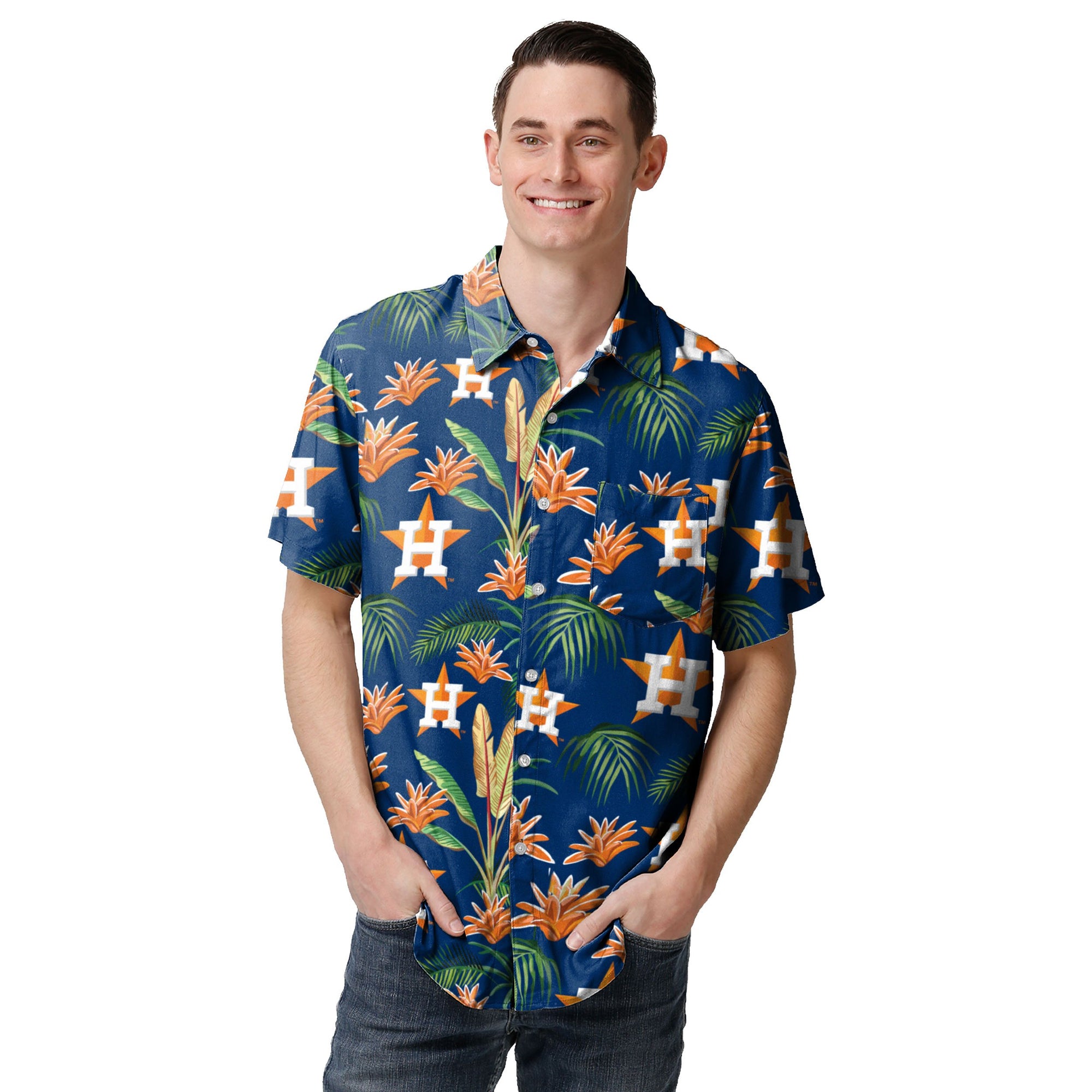 Houston Astros MLB Mens Victory Vacay Button Up Shirt