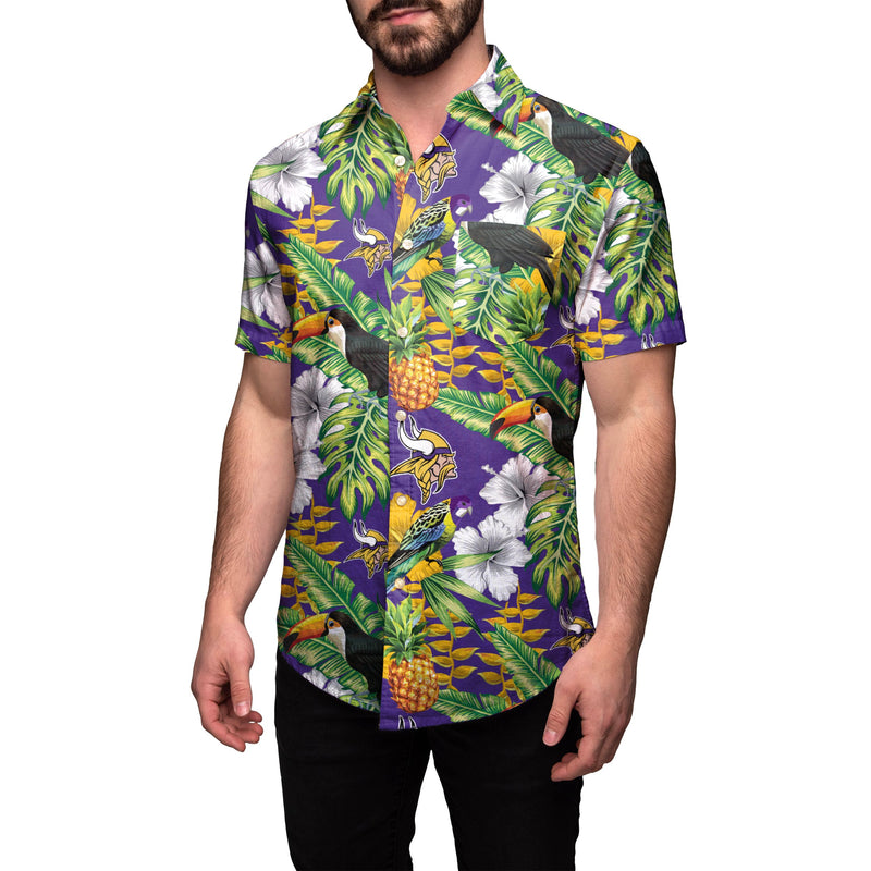 Minnesota Vikings NFL Mens Floral Button Up Shirt