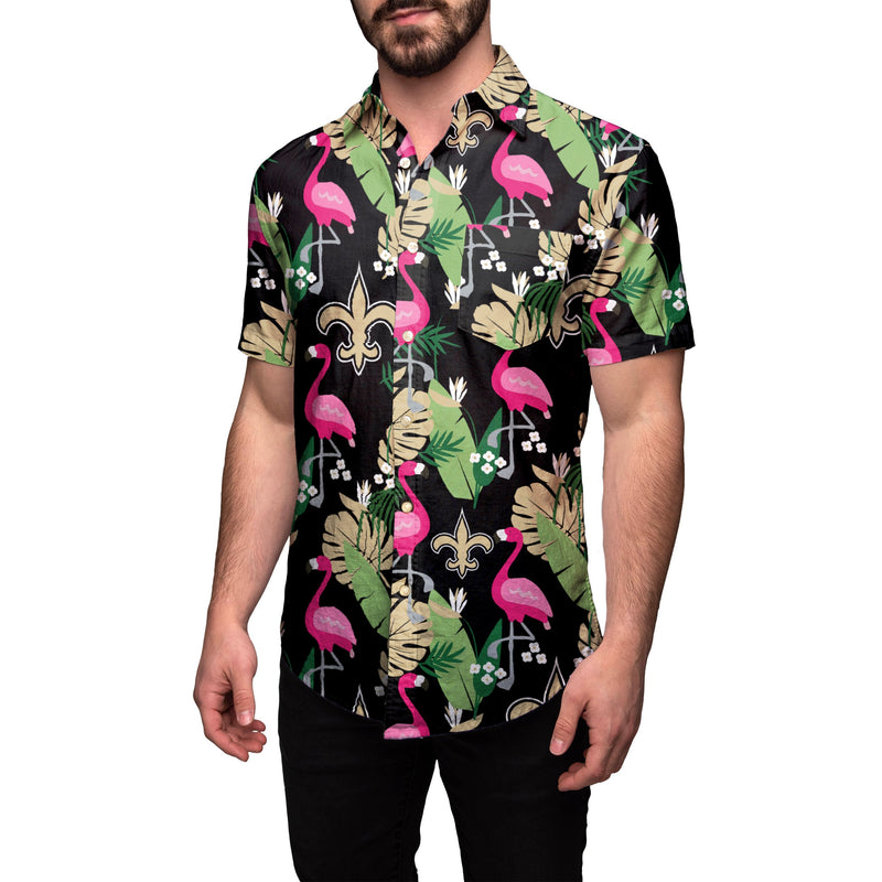 New Orleans Saints NFL Mens Floral Button Up Shirt