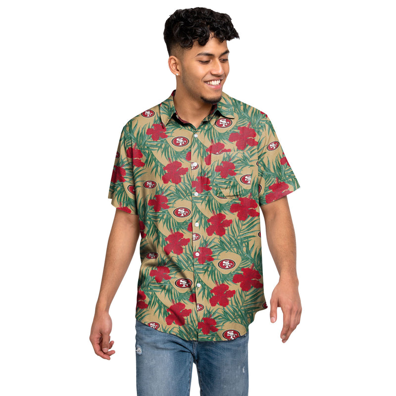 San Francisco 49ers NFL Mens Hibiscus Button Up Shirt