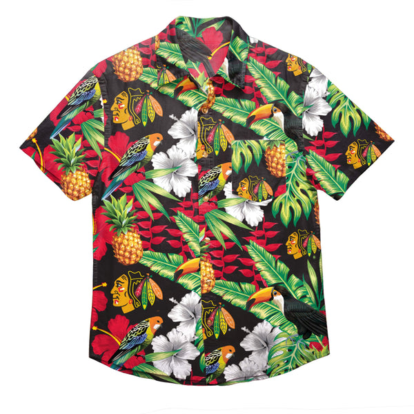 Chicago Blackhawks NHL Mens Floral Button Up Shirt