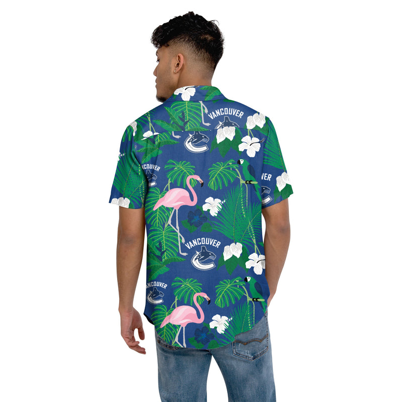 Vancouver Canucks NHL Mens Floral Button Up Shirt