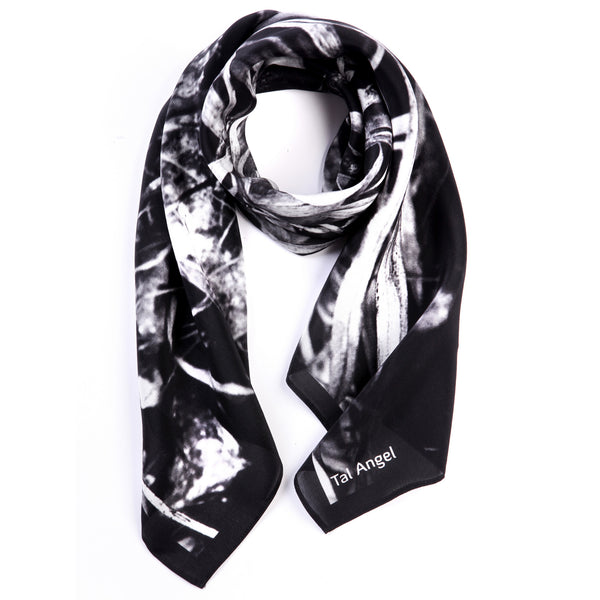 black white silk scarf