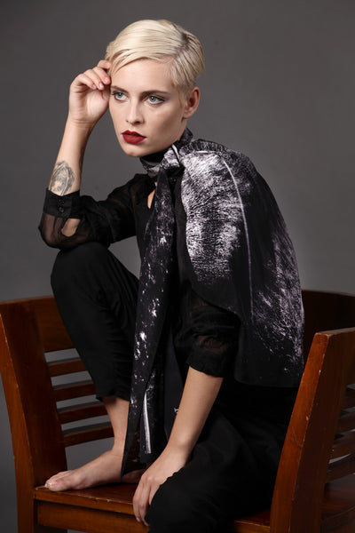 The Black Panoramic Designer Silk Scarf #2 by Tal Angel