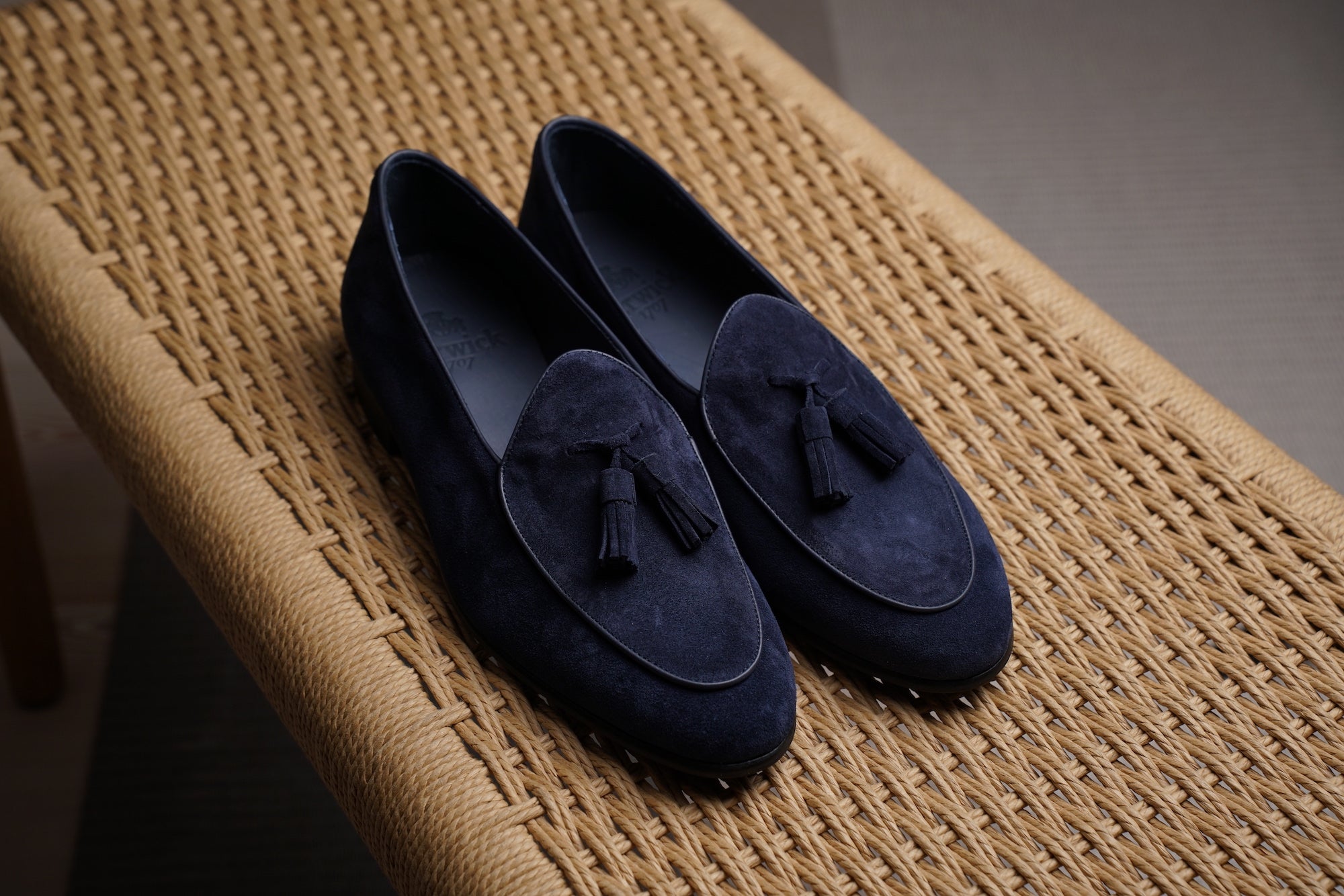 Belgian Tassel Loafer in Midnight Blue Suede