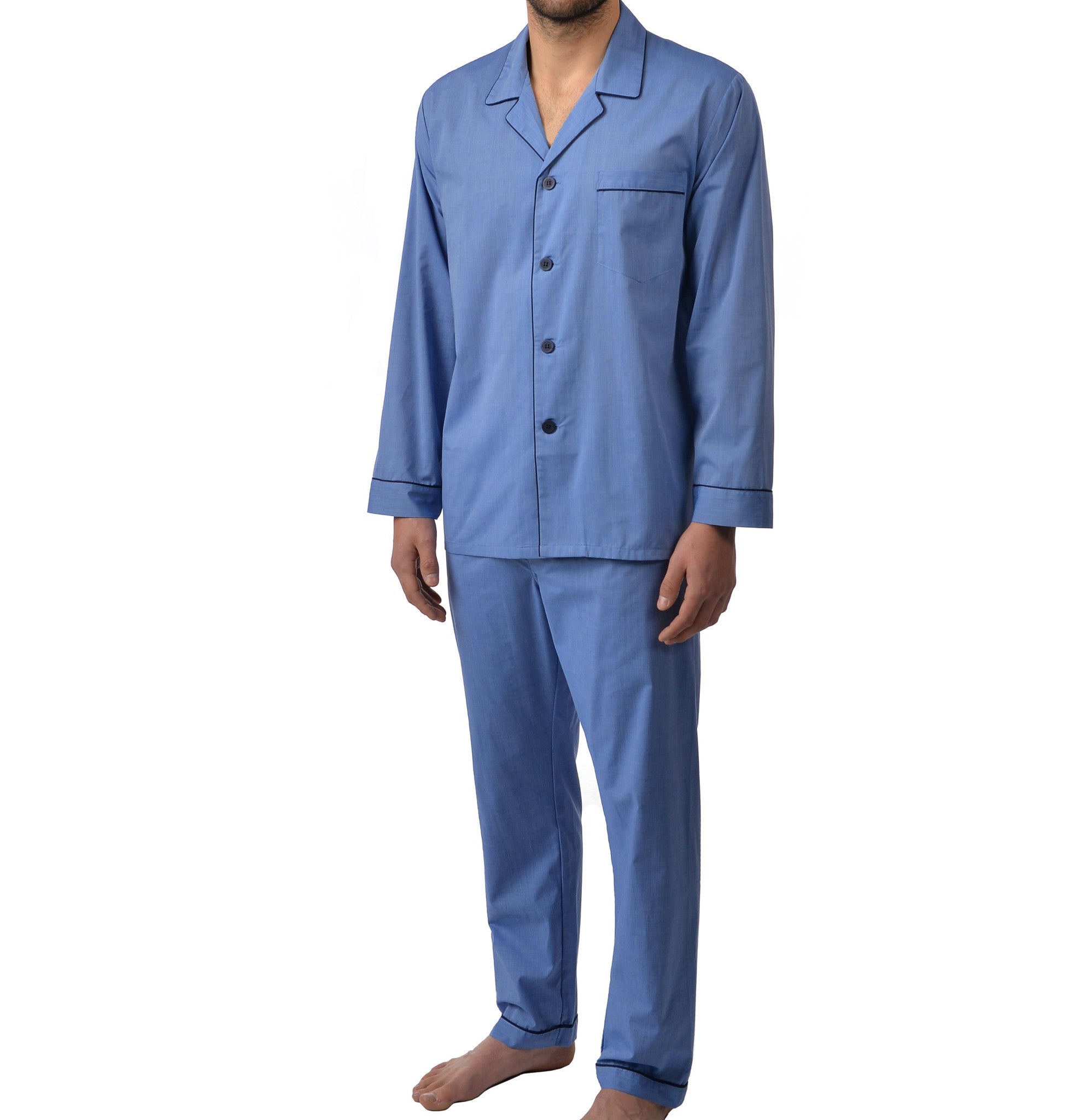 Easy Care Long Sleeve Pajama In Blue – Majestic International