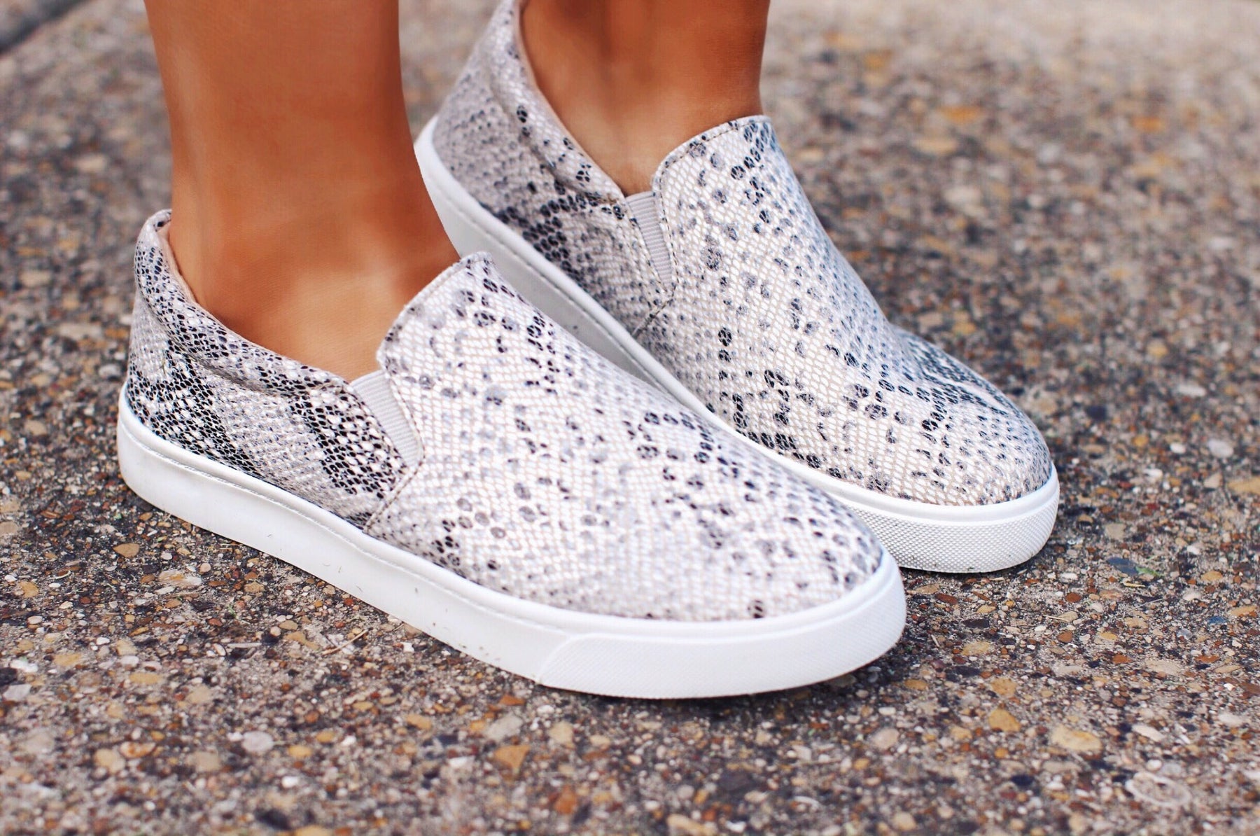 snake print slip ons