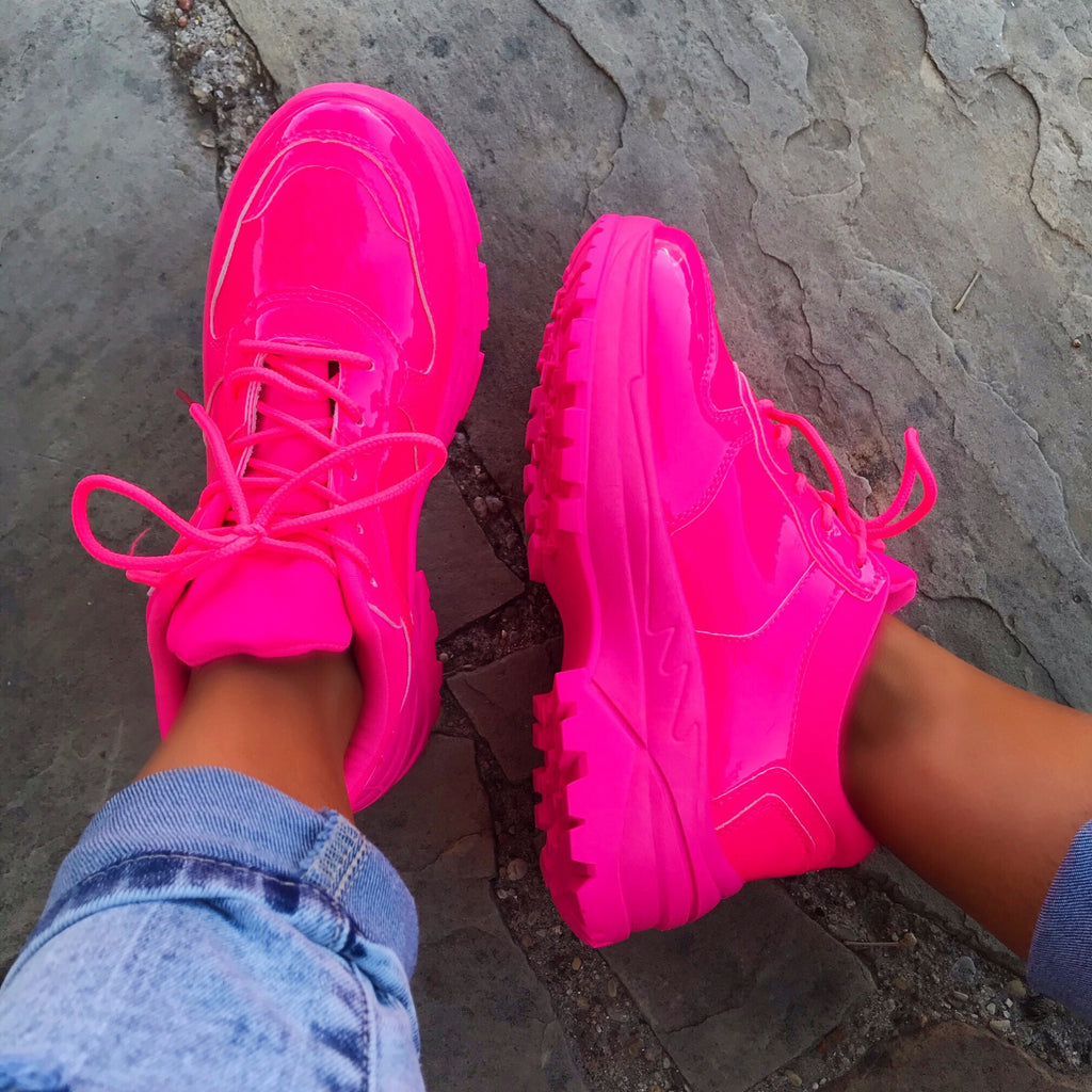 neon pink sneakers