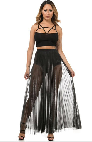 sheer pleated skirt