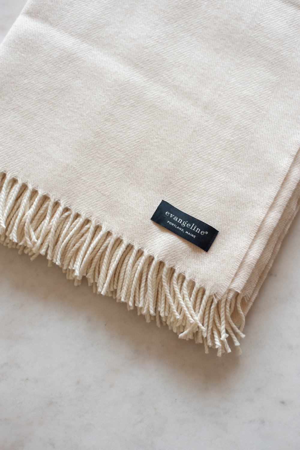 Lightweight Herringbone Throw - Cream