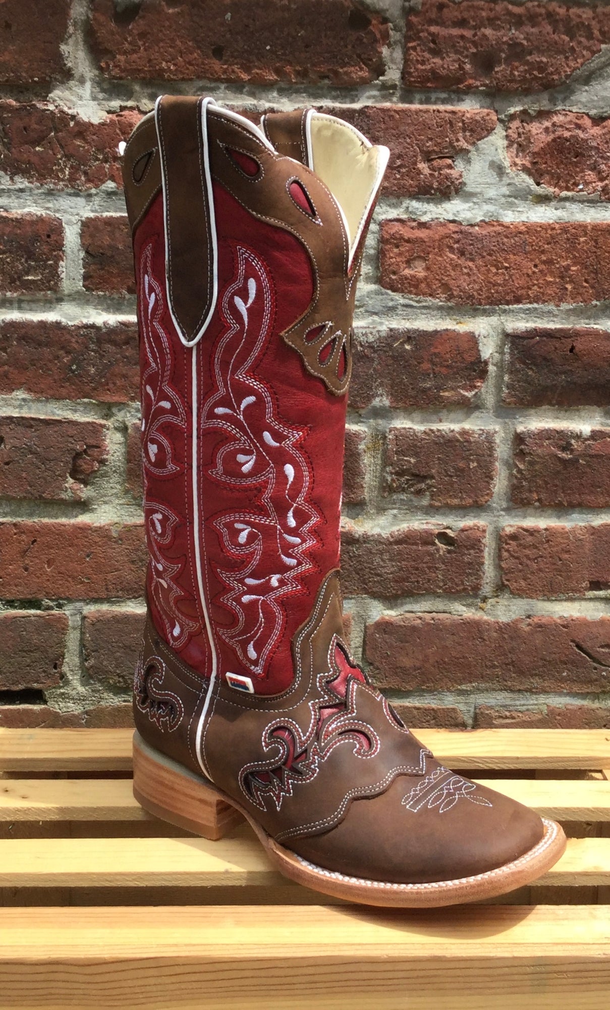 tall red leather boots