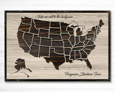 baseball bucket list us push pin travel map