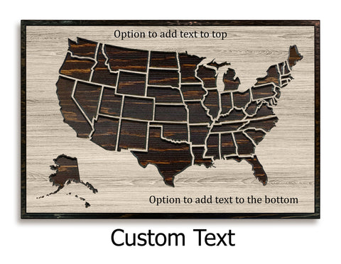 Custom us map wall art and push pin travel maps for any occassion