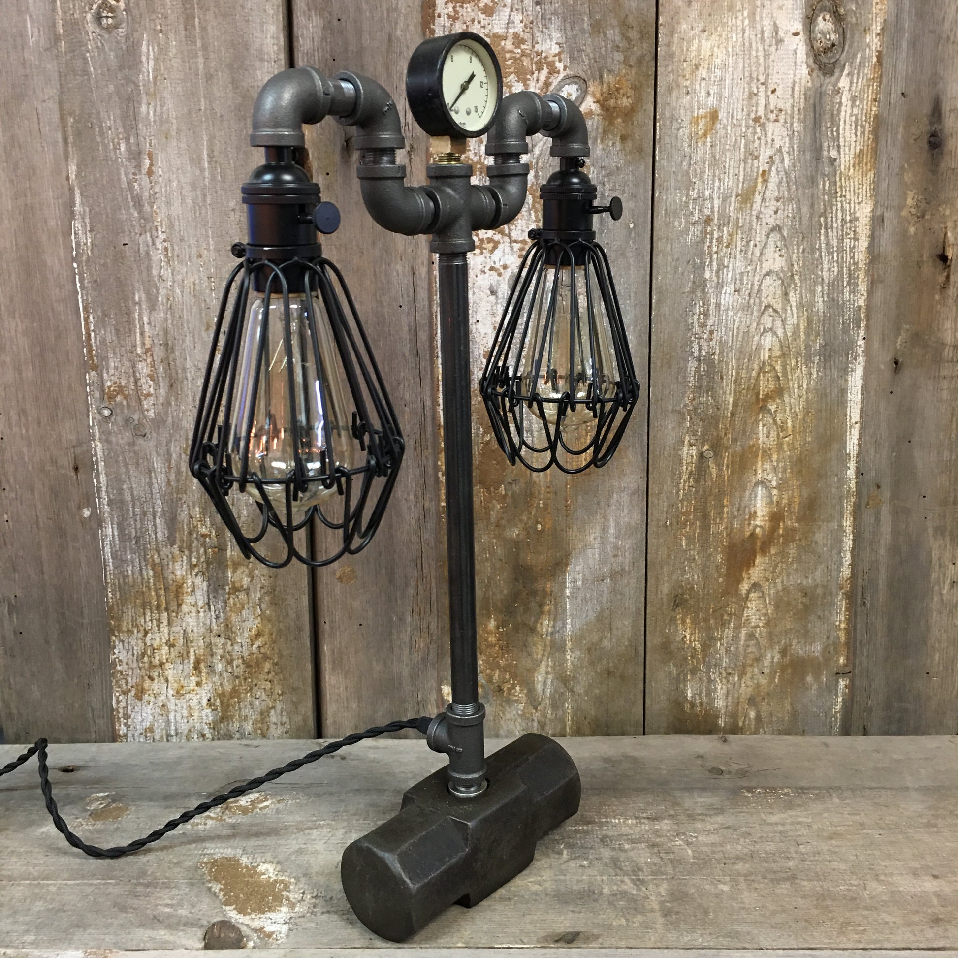 Industrial Table Lamp with a Vintage Sledgehammer base. #848 - The Lighting Works