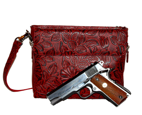 The Tooled American Cowhide Purse by Gun Tote'n Mamas