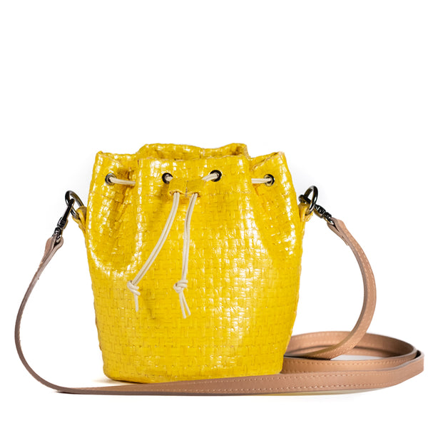 Maria La Rosa / Mini Metallic Crossbody, Yellow