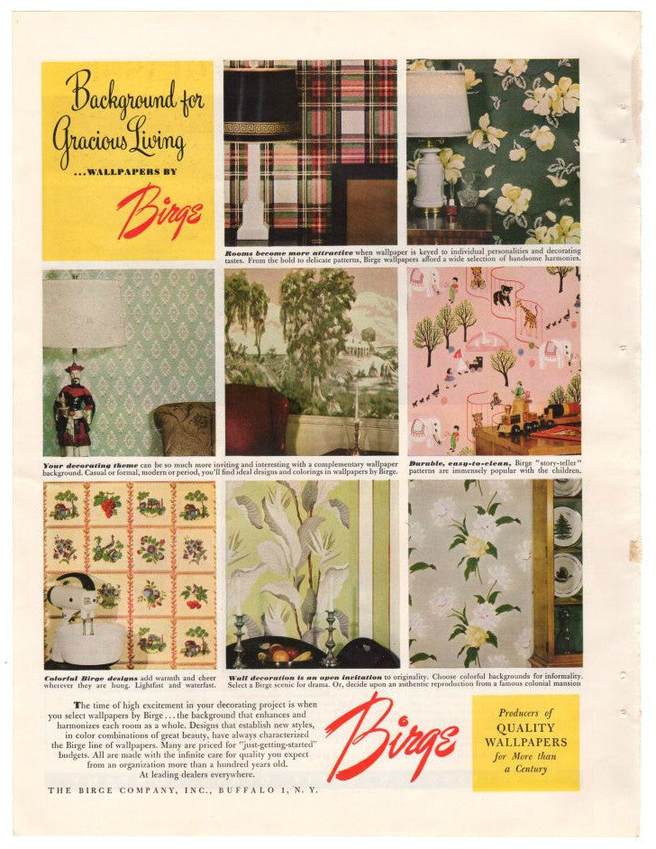 avid vintage vintage collectibles vintage 1940s birge wallpaper magazine print ad 1949 interior design advertisement