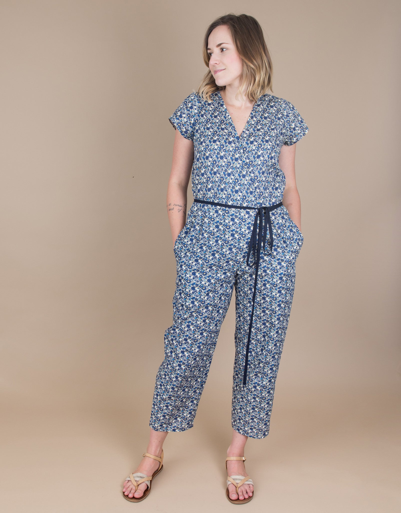 cotton jumpsuit with sleeves