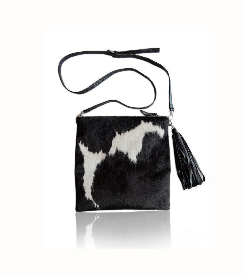 Cowhide Purse Cow Hide Bag Black White Hair On Hide Handbag