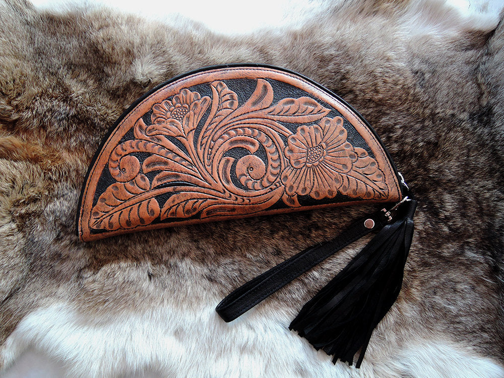 tooled leather purse