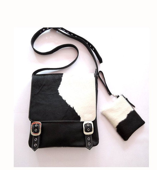 cowhide messenger bag