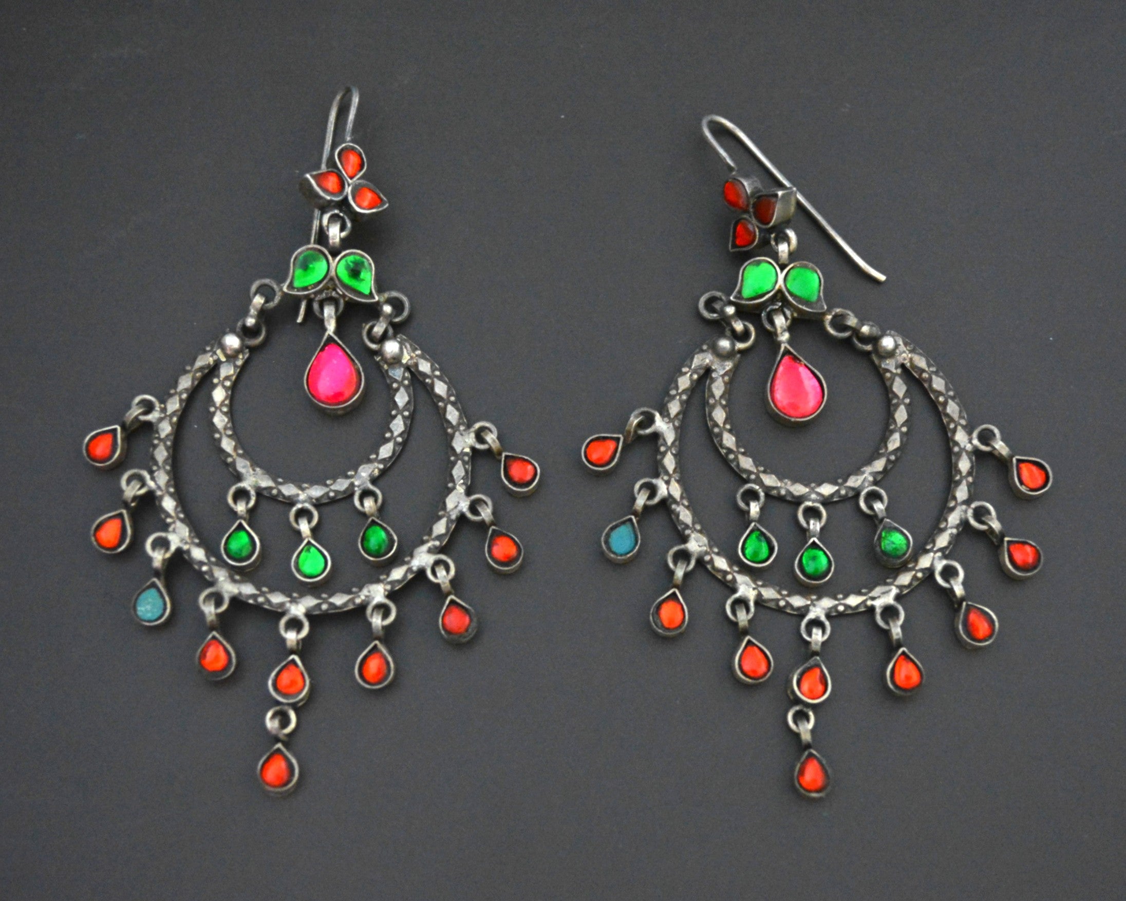 Bold Rajasthani Dangle Earrings with Glass – Cosmic Norbu