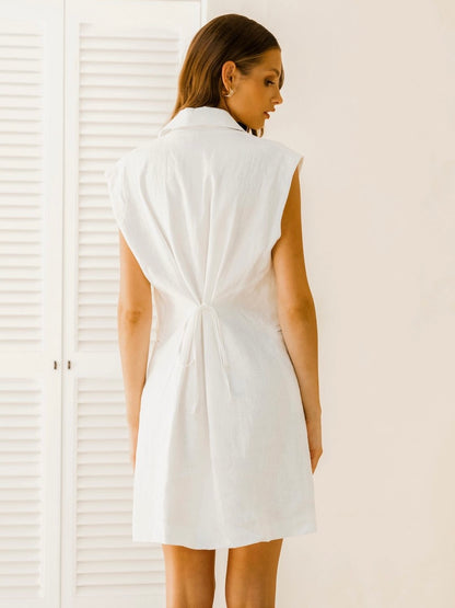 Louise Blazer Dress - White Linen