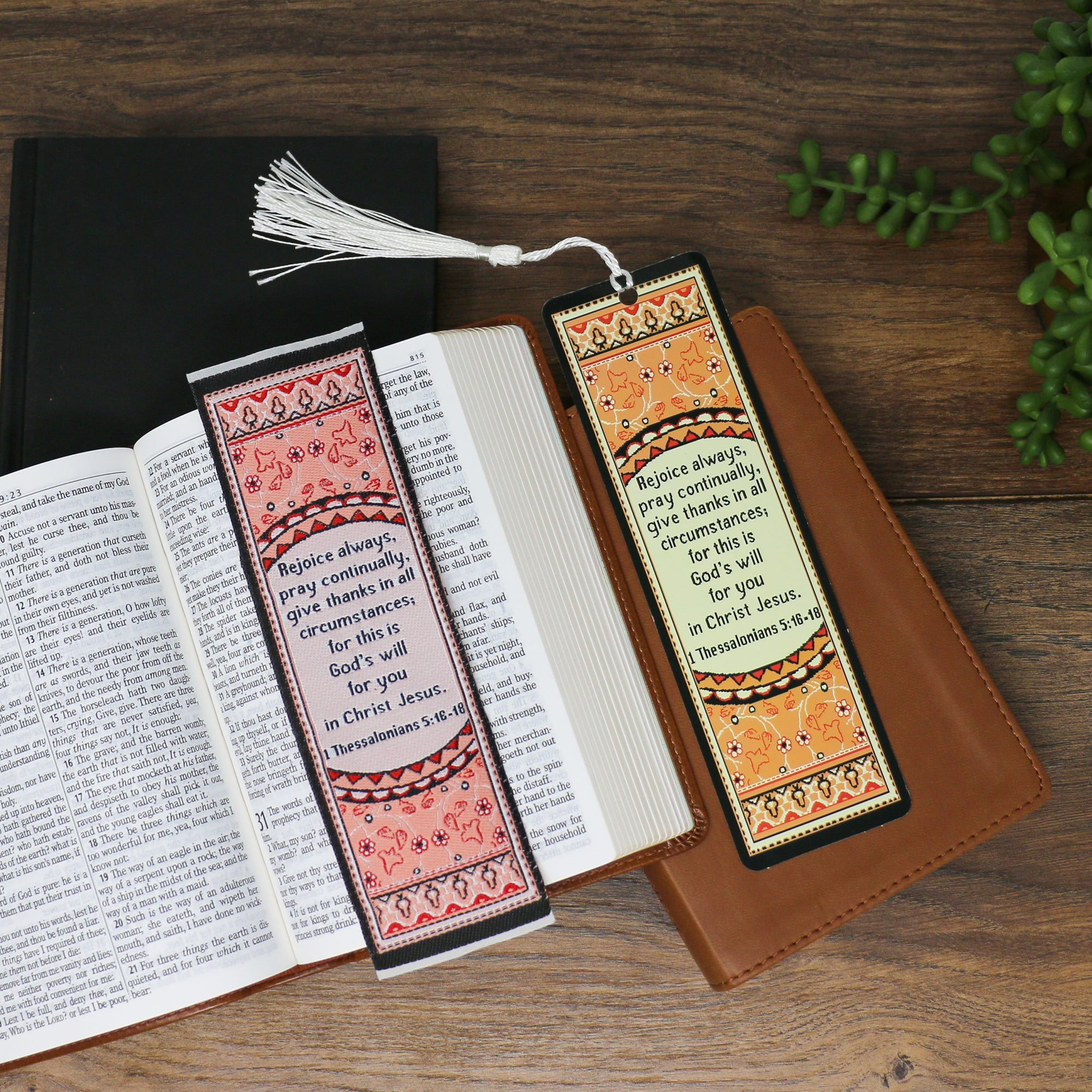 Rejoice always – 1 Thessalonians 5:16-18 Woven and Tasseled Bookmark S ...