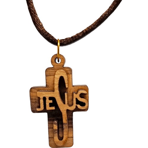 Olive Wood 3D Jesus Cross Necklace – Logos Trading Post