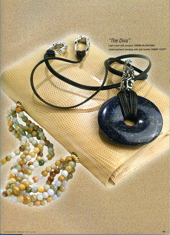 Tan Lizard Iconic Necklace Handbag with Jasper Handle 