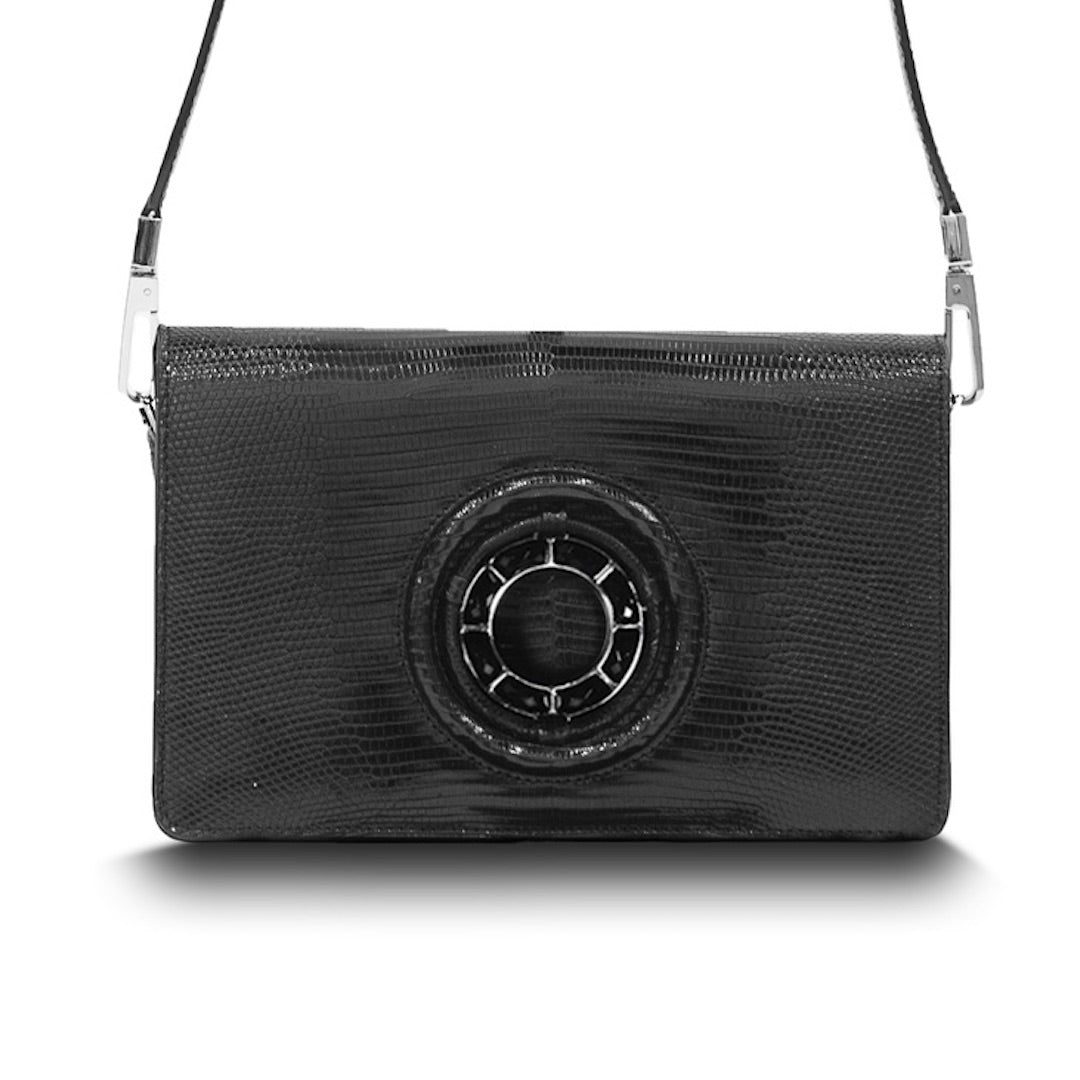 Anna Convertible Crossbody, Black Lizard, Onyx - Darby Scott product image