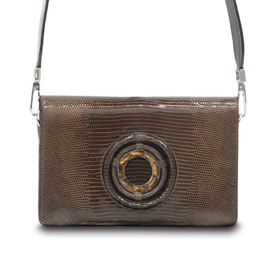 Anna Convertible Crossbody, Chocolate Lizard, Tiger Eye - Darby Scott product image