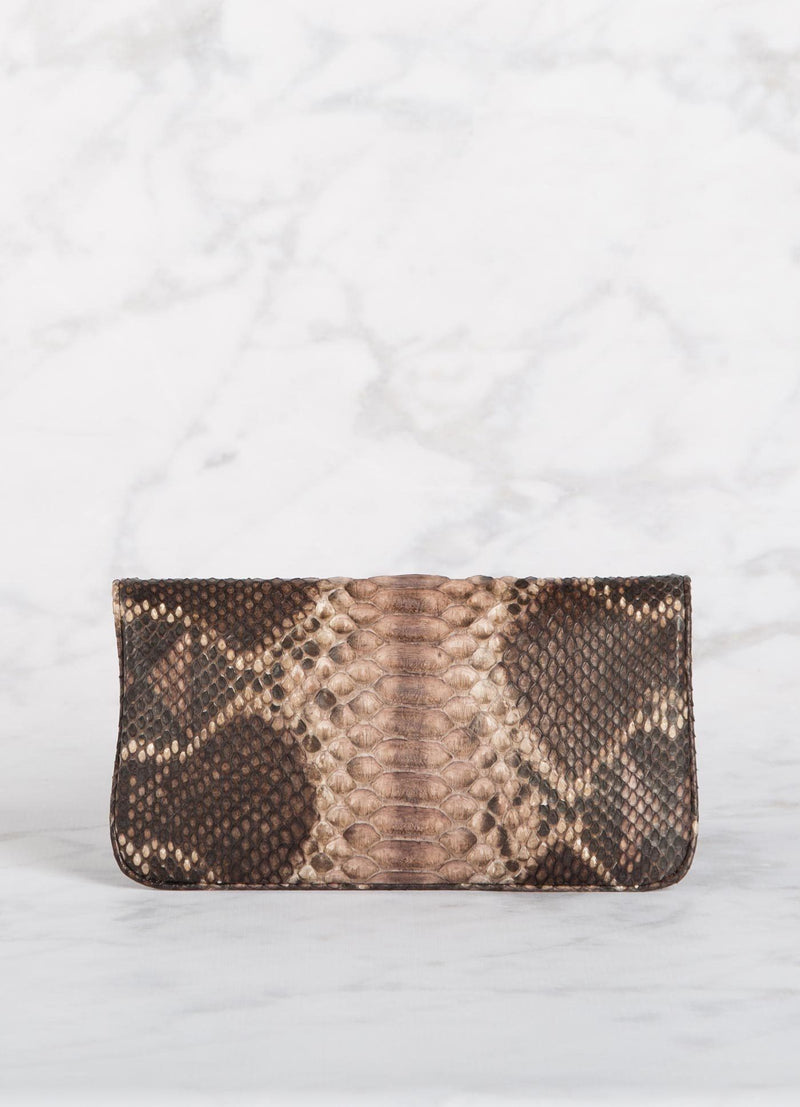 Back view Brown Multi-Color Convertible Fold Over Clutch - Darby Scott