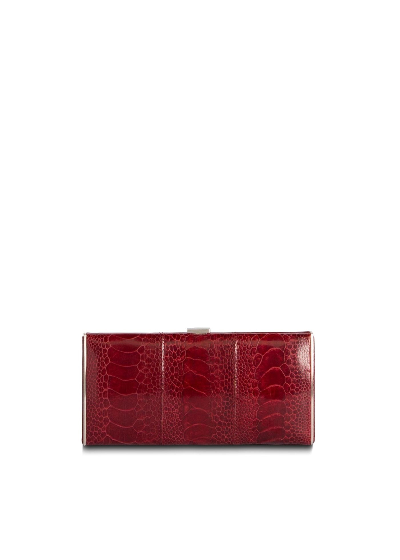 Box Wallet in Red Ostrich Leg | Darby Scott