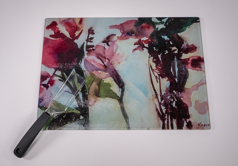 Floral Montage - Glass Cutting Board – Inner Vision Studio