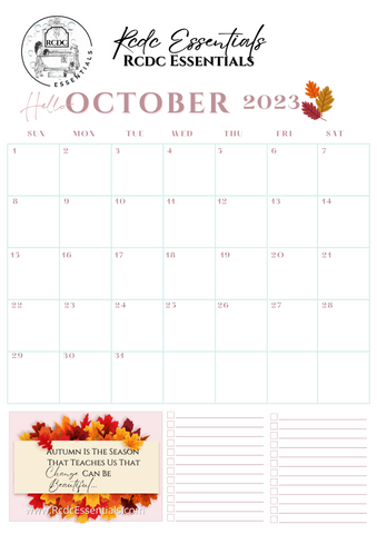 Free download October 2023 Calendar