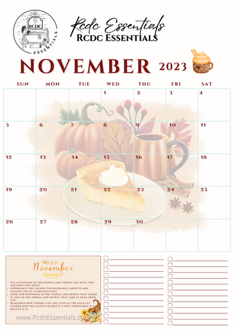 Free Download November 2023 Calendar