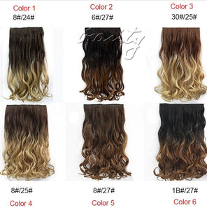 24 Curly Wavy Hair Extension 3 4 Full Head Clip In Ombre