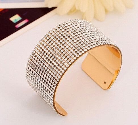 Chic Crystalized Wide Cuff Open Bracelet - RCDCessentials
