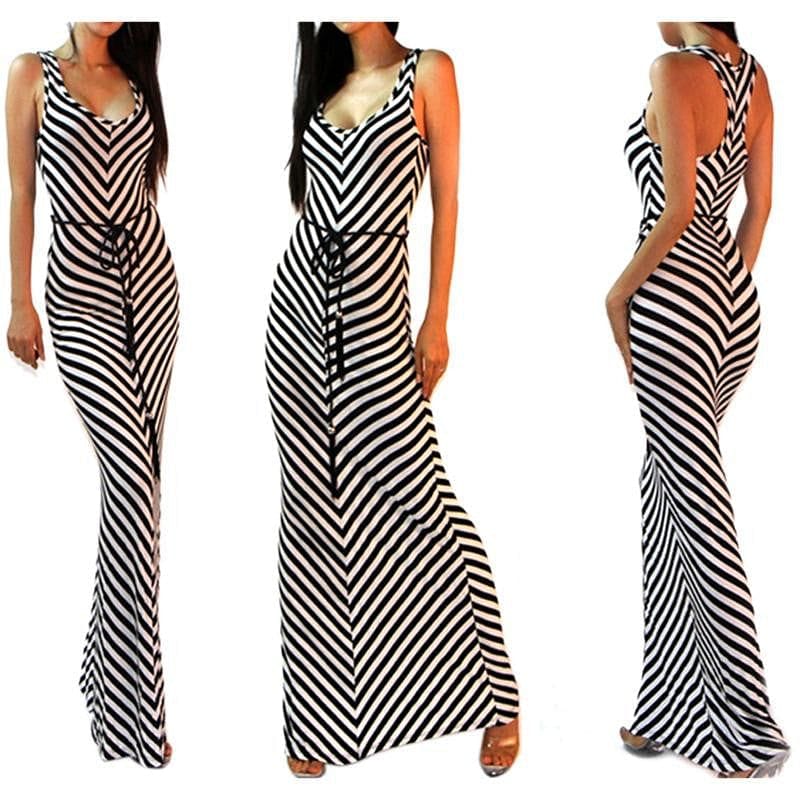 Striped Racer Back Dress/Waist Tie – RCDCessentials