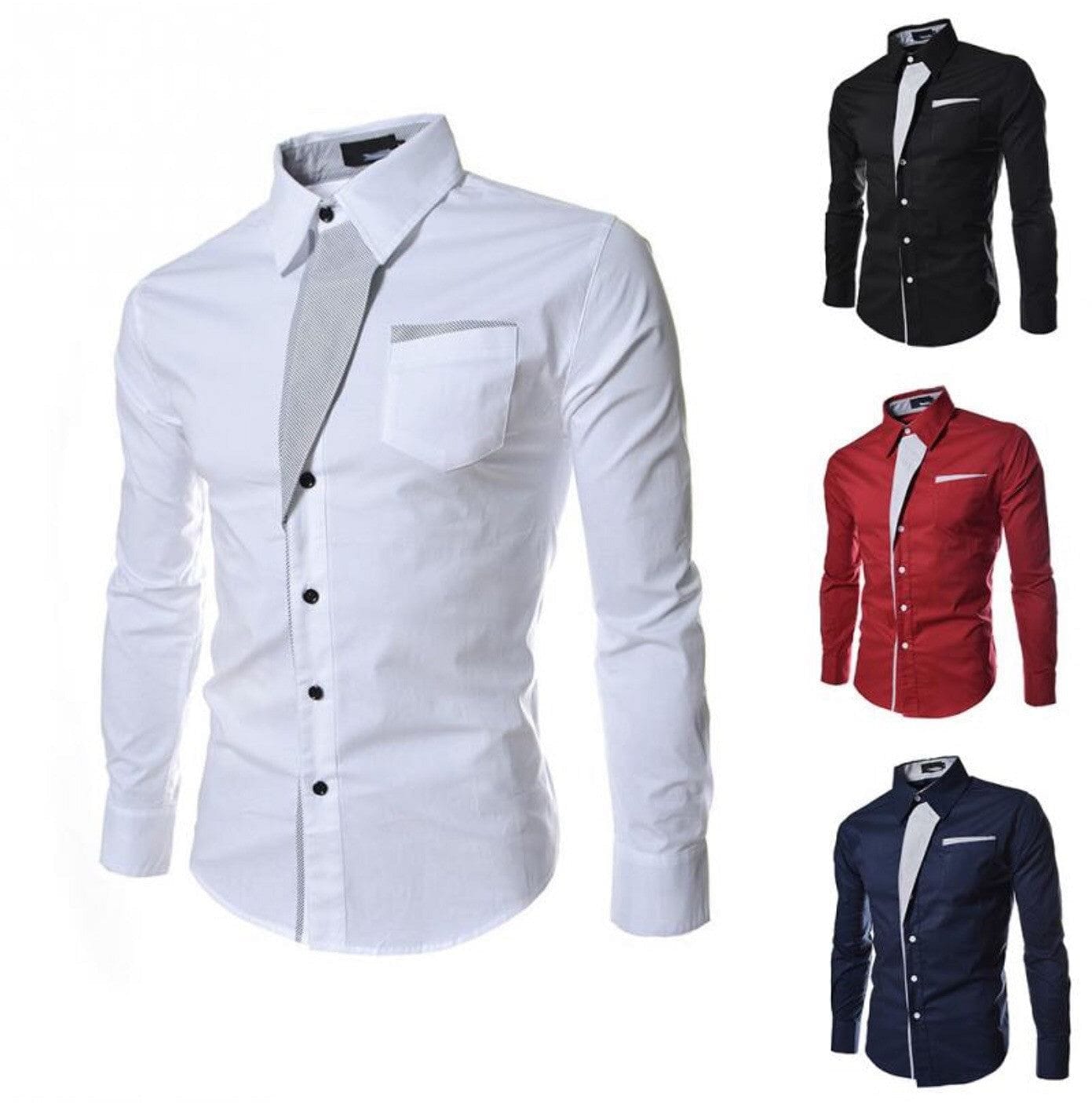 Men's Casual Slim Fit Stripe Lapel Long-Sleeve Shirts – RCDCessentials