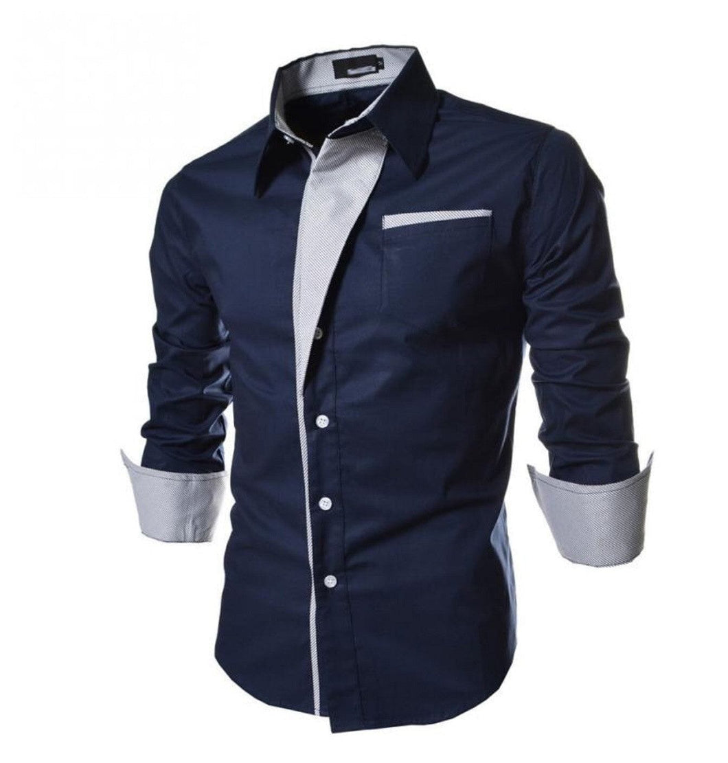 Men's Casual Slim Fit Stripe Lapel Long-Sleeve Shirts – RCDCessentials