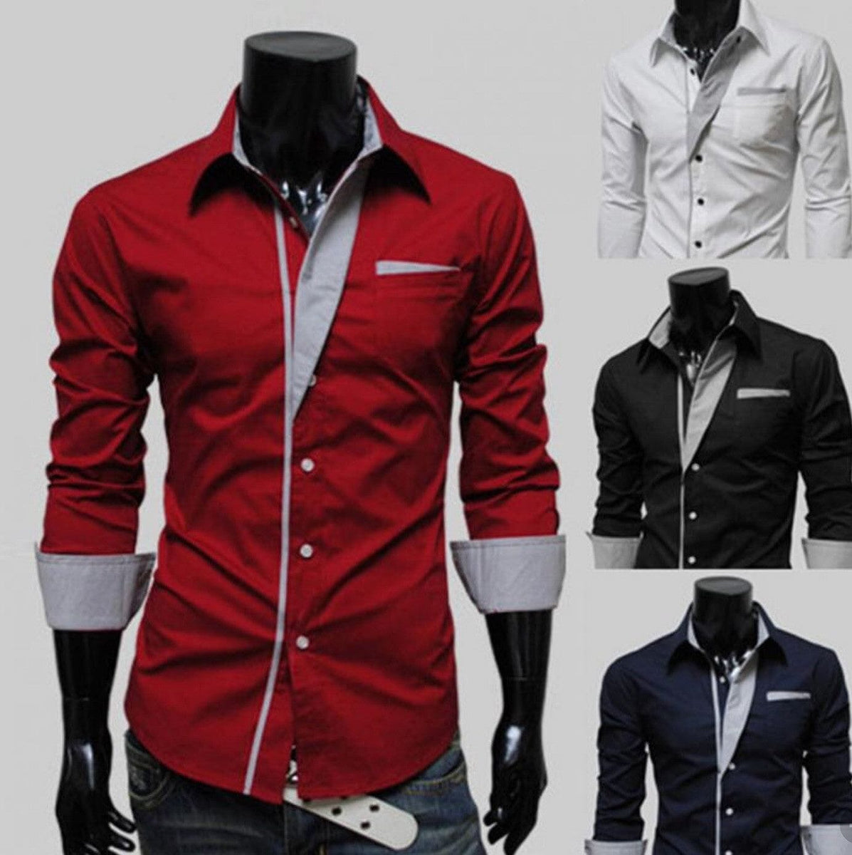 Men's Casual Slim Fit Stripe Lapel Long-Sleeve Shirts – RCDCessentials