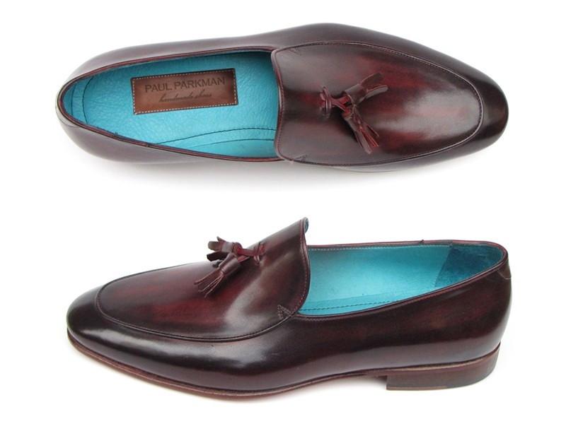black and purple loafers