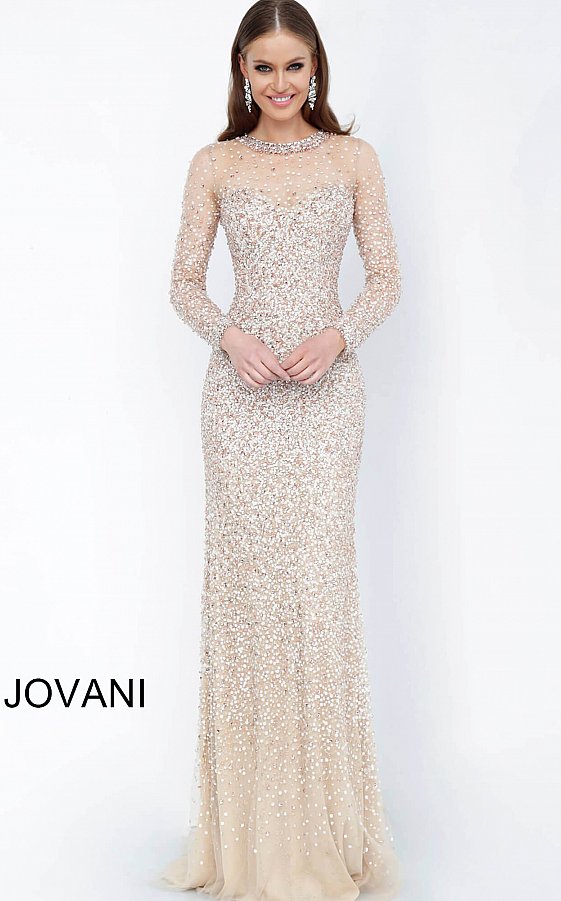 gold beaded evening gown