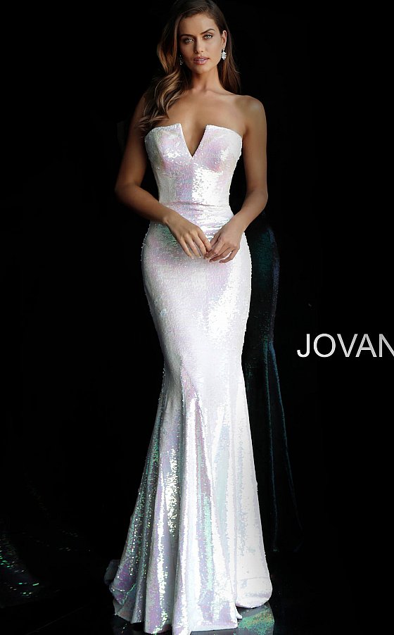 strapless fitted prom dress