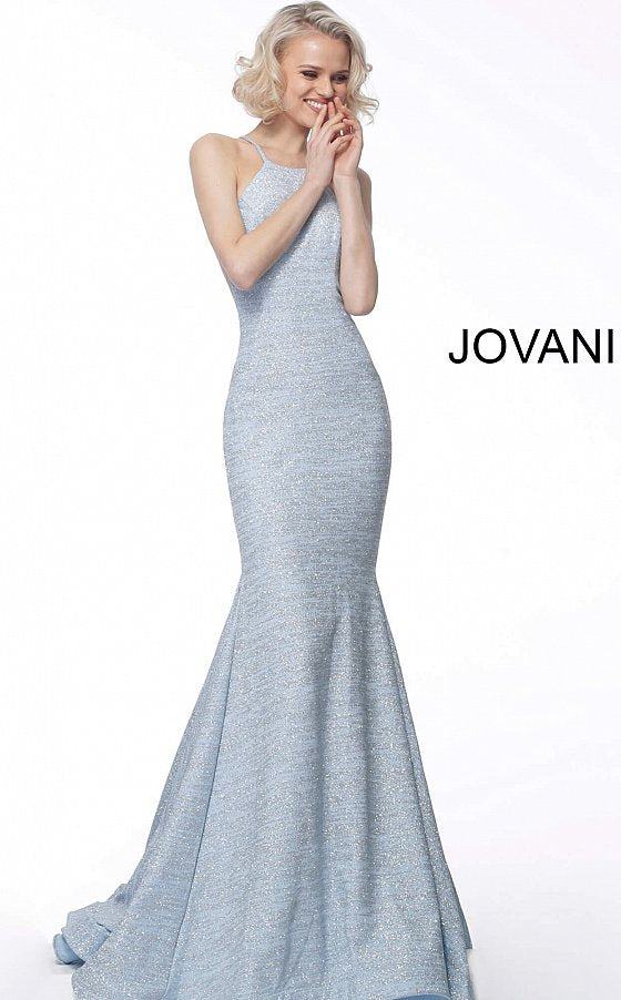 silver blue formal dress
