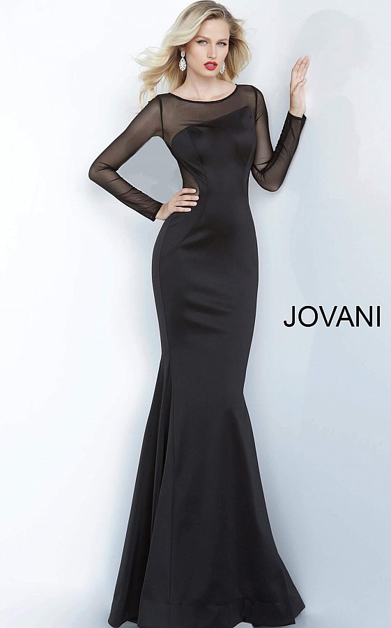 black fitted evening gown