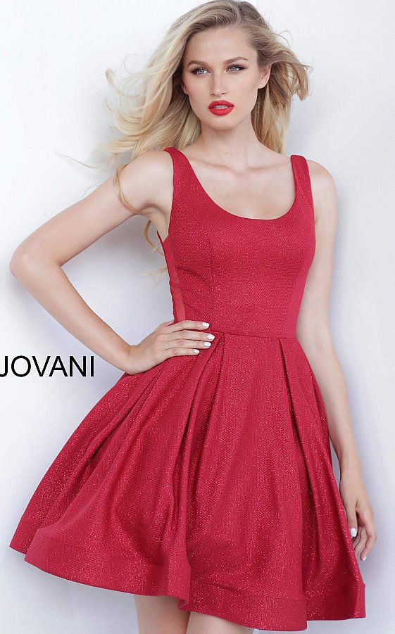 red scoop neck dress