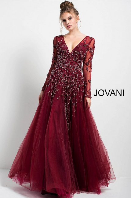 jovani burgundy dress